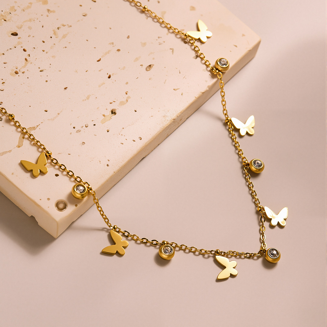 CZ Butterfly Tassel Necklace S - đánh giá và giá Butterfly Clasp Deployant
